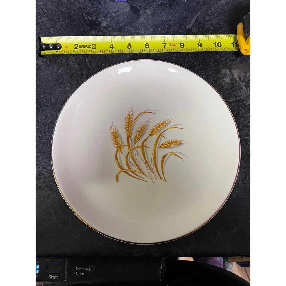 Vintage Golden Wheat‎ Dinner Plate 22K Gold Trim Oven Proof Made USA